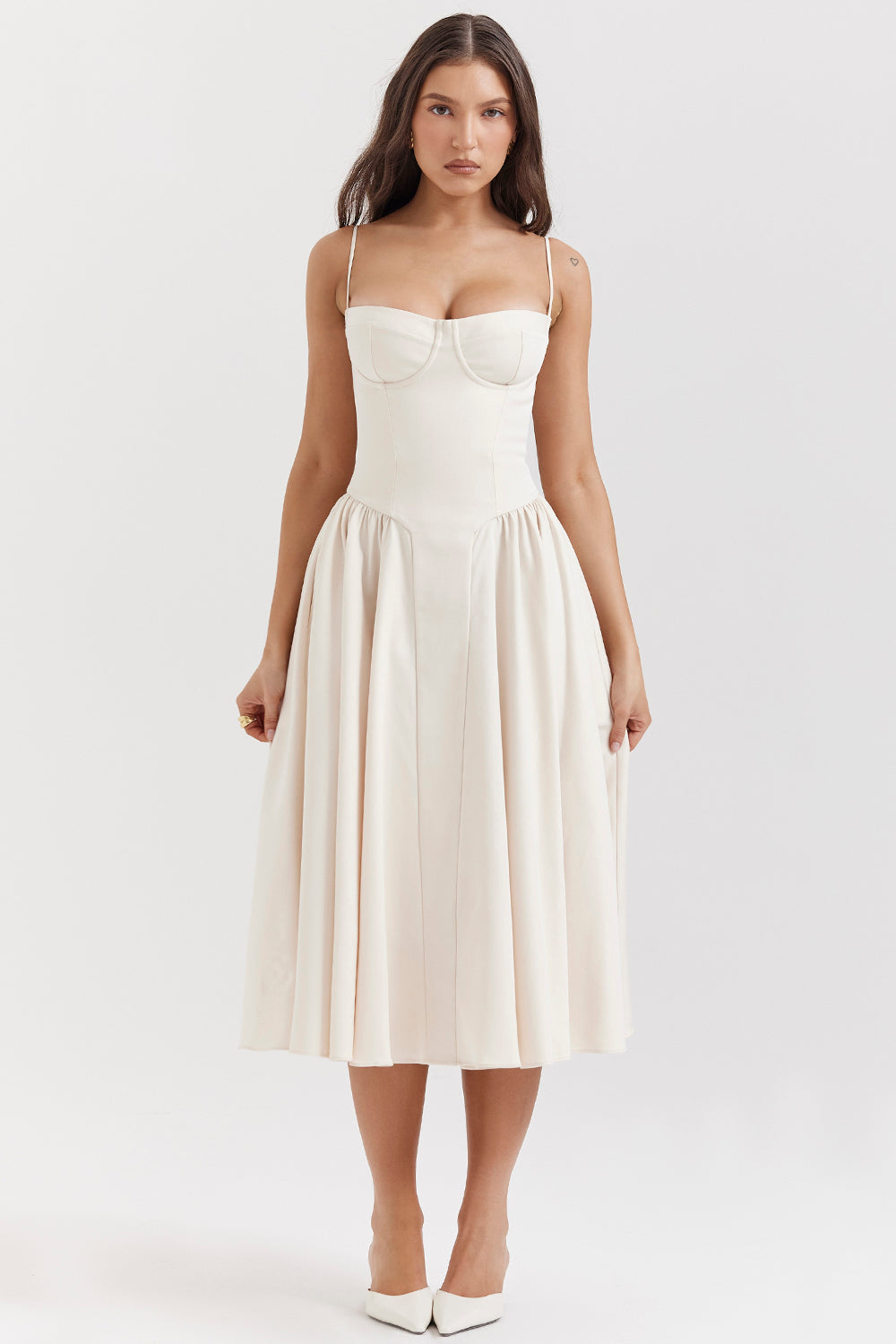 Brantley – Twill Corset Midi Dress