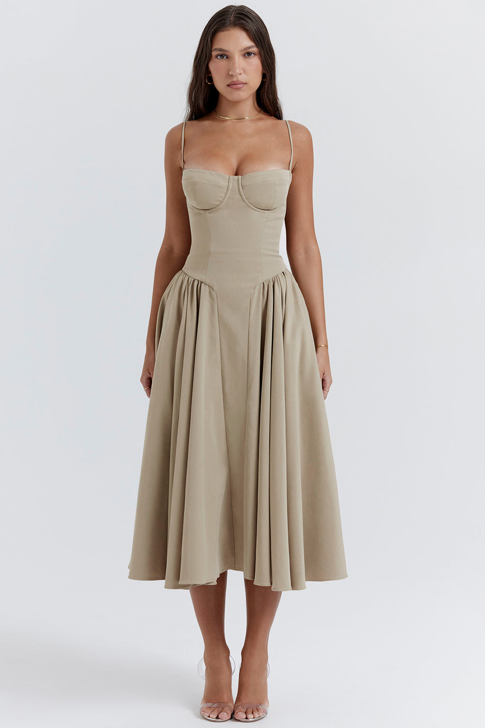 Brantley – Twill Corset Midi Dress