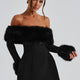 Imara - Off-Shoulder Fur Sleeve Mini Dress