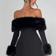 Imara - Off-Shoulder Fur Sleeve Mini Dress